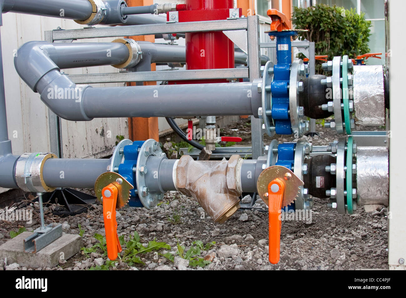 Industrial Brightly Colored Pipes Valves and connectors Stock Photo Alamy
