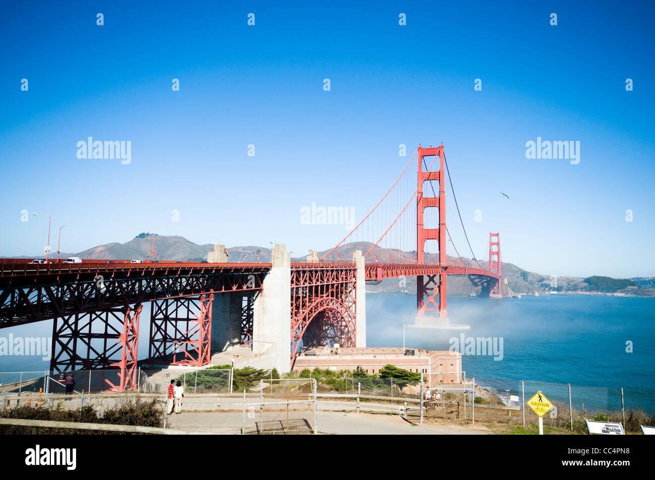 Golden Gate Bridge on a sunny day with a clear view in San Francisco ...