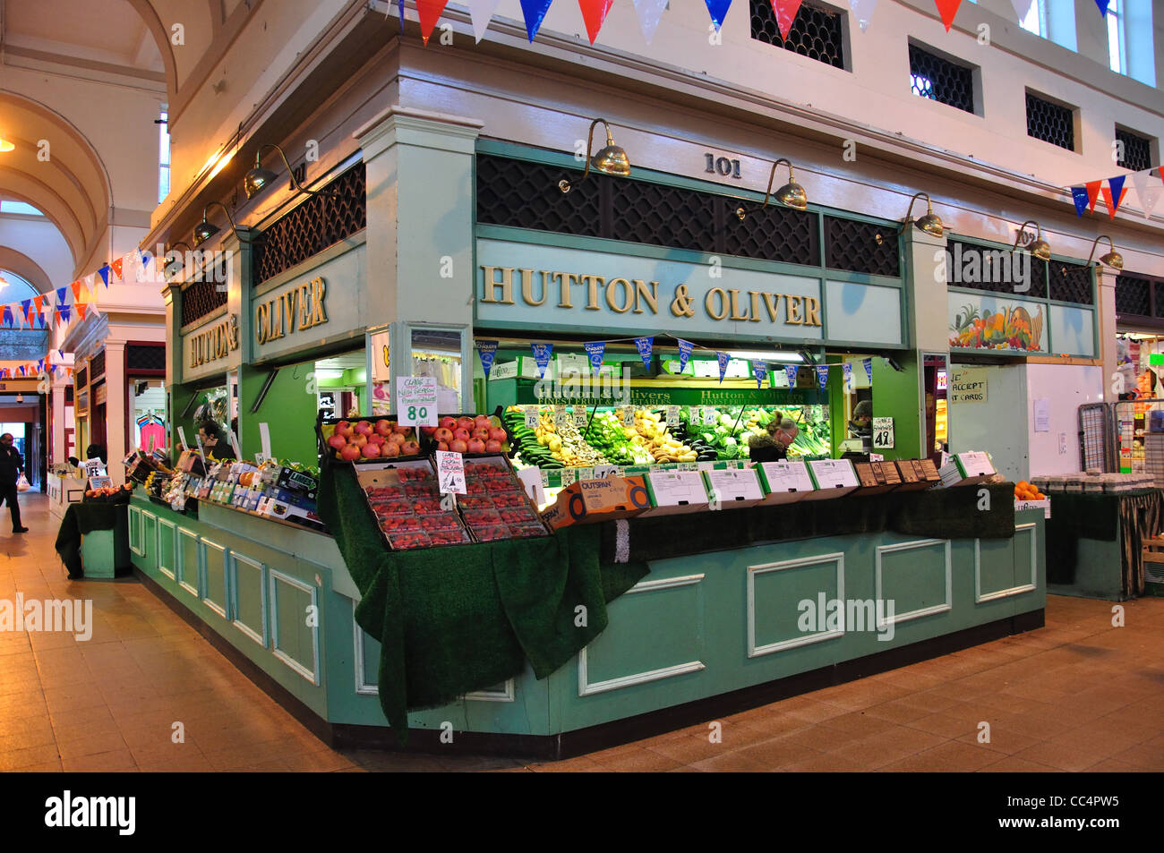 Fruit & vegetable shop, Grainger Indoor Market, Grainger Town, Newcastle upon Tyne, Tyne and