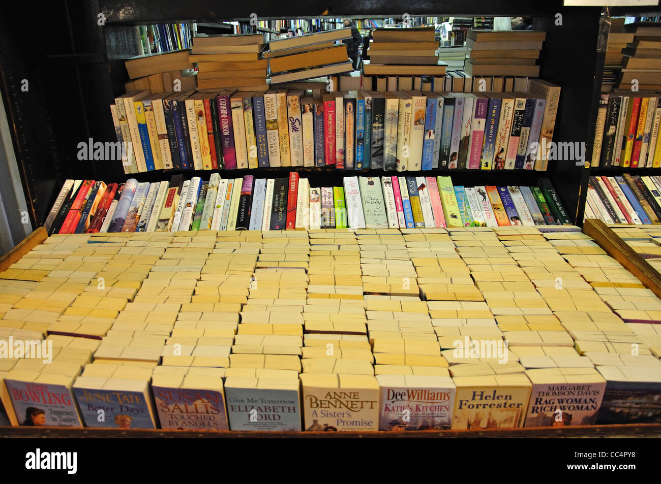 Used books stall, Grainger Indoor Market, Grainger Town, Newcastle upon Tyne, Tyne and Wear, England, United Kingdom Stock Photo