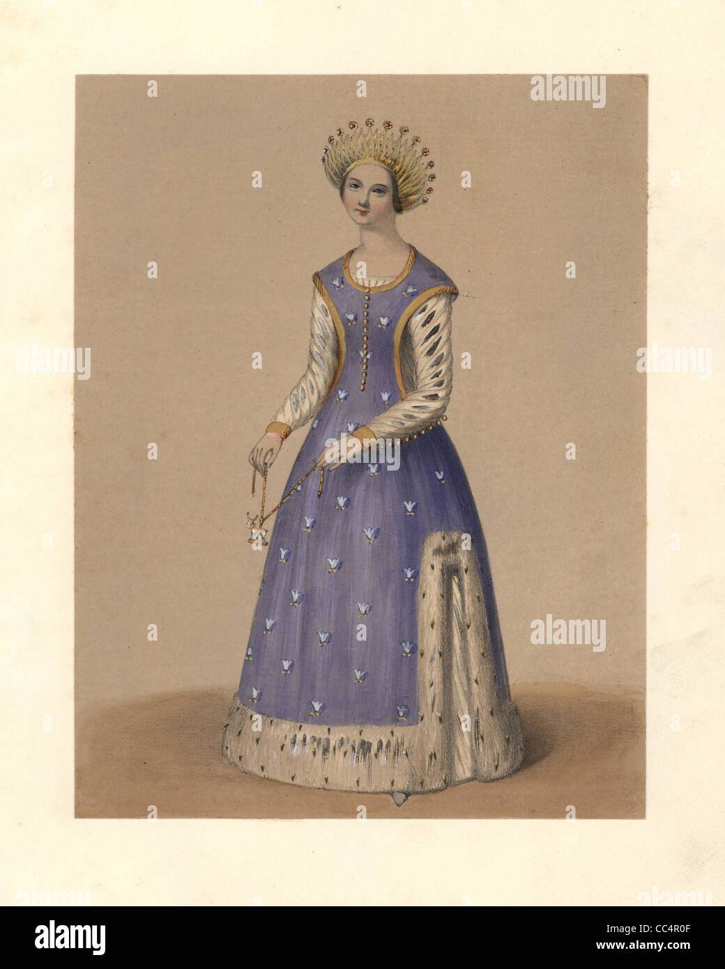 Dress of the reign of King Richard II, 13771399. Stock Photo