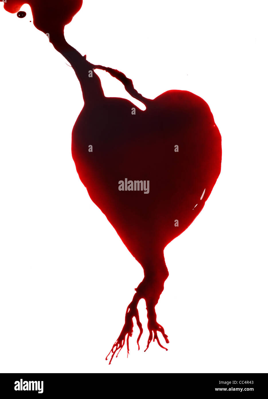 Studio shot of Blood in Shape of Heart Stock Photo