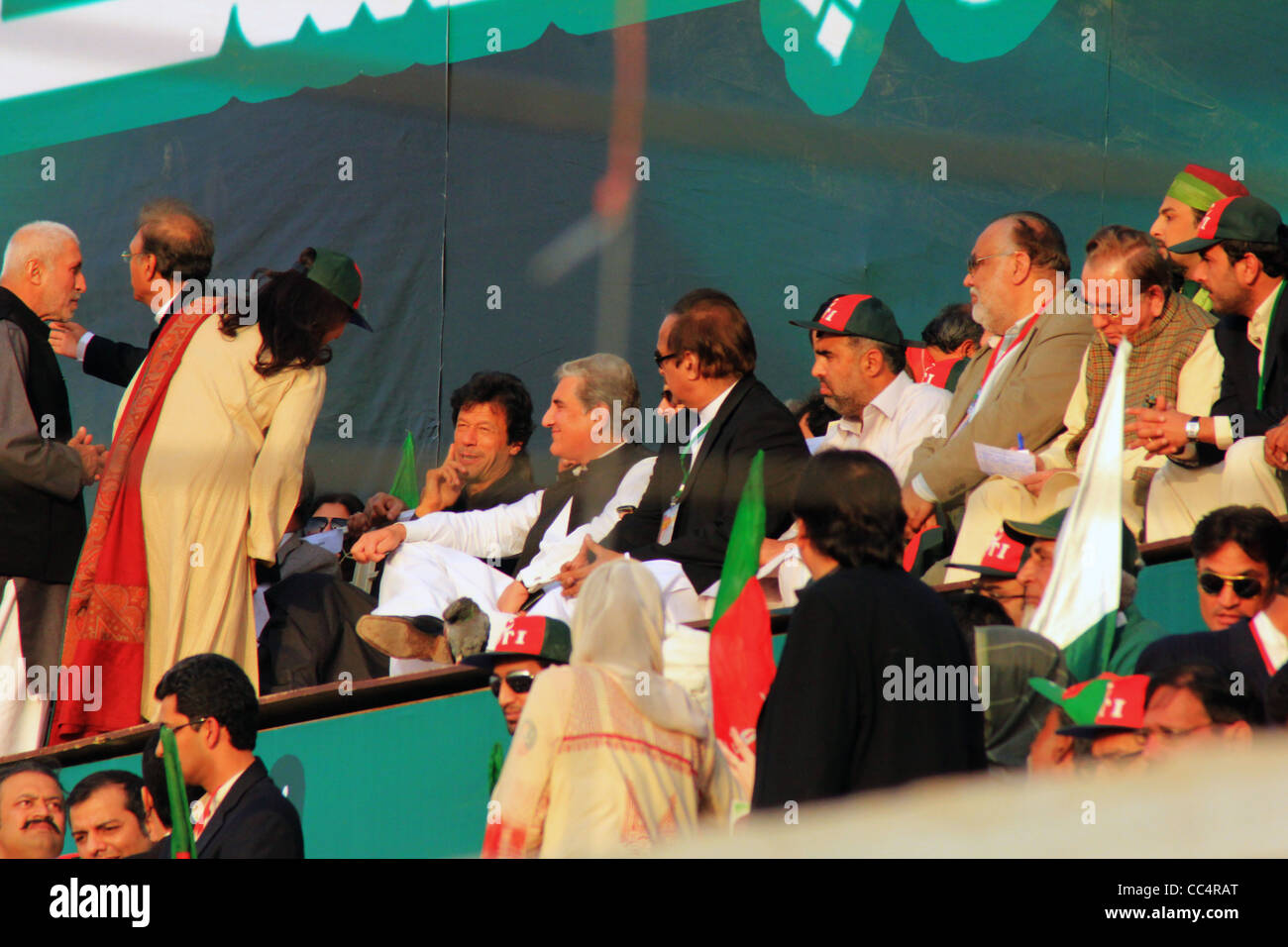 Pakistan Tehreek-E-Insaf leader Imran Khan at a rally held in Karachi, Pakistan Stock Photo