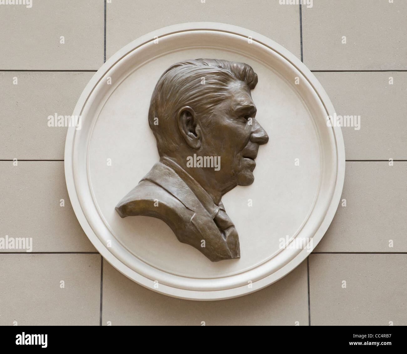 Relief sculpture of Ronald Reagan Stock Photo