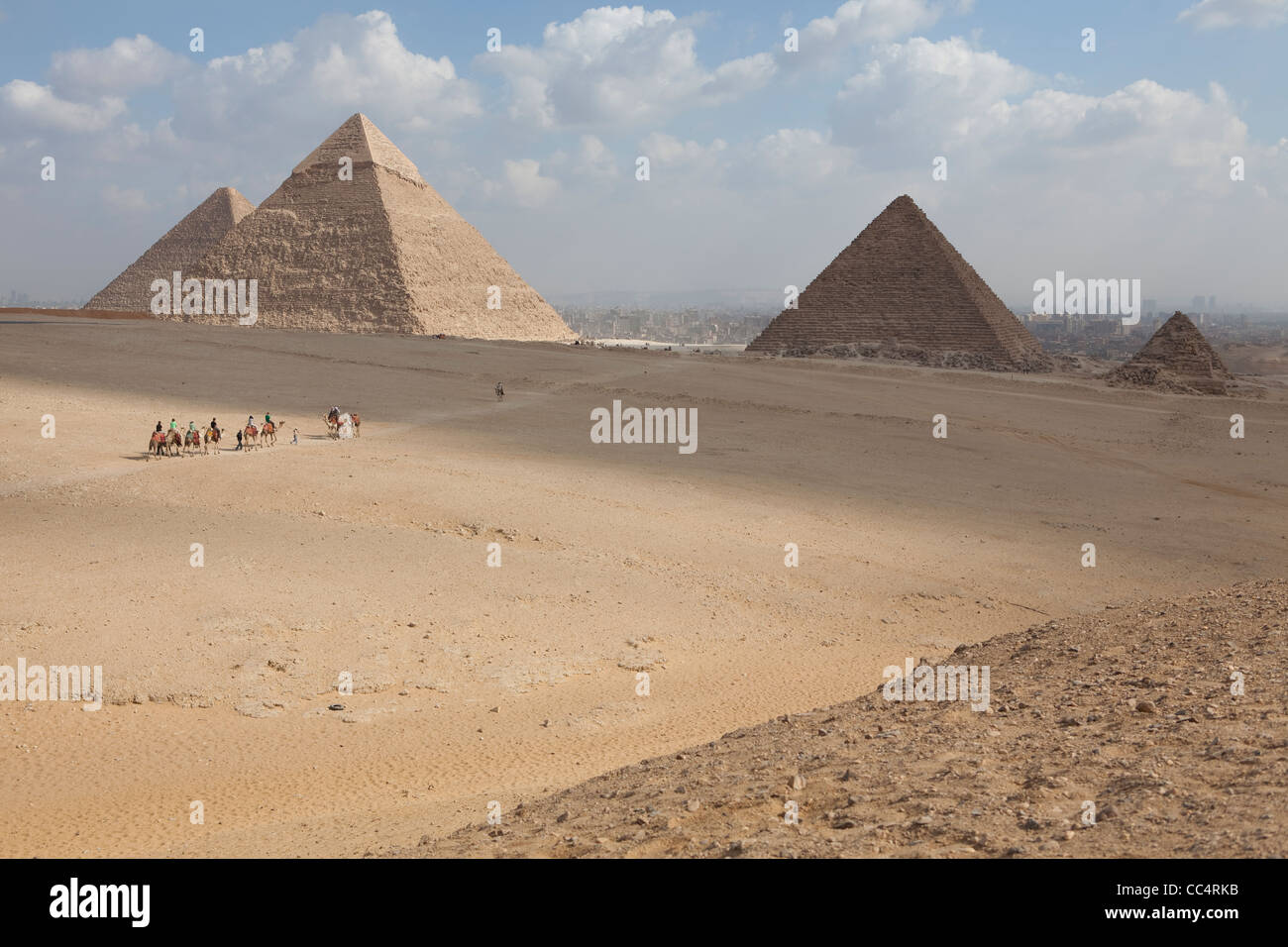 Pyramids of Giza outside Cairo, Egypt. Stock Photo