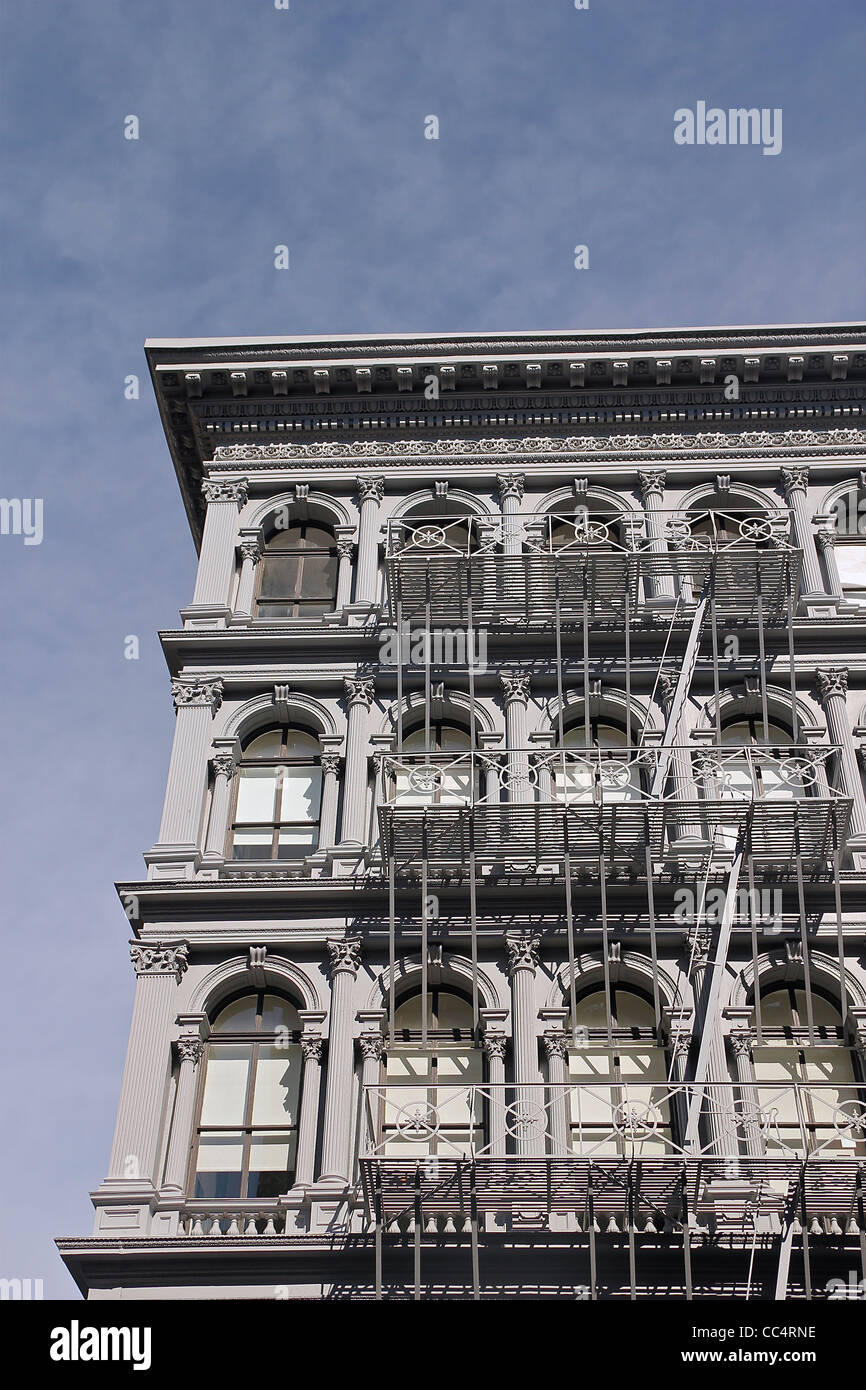 Detail of cast iron architecture in Manhattan's Soho neighborhood. Soho