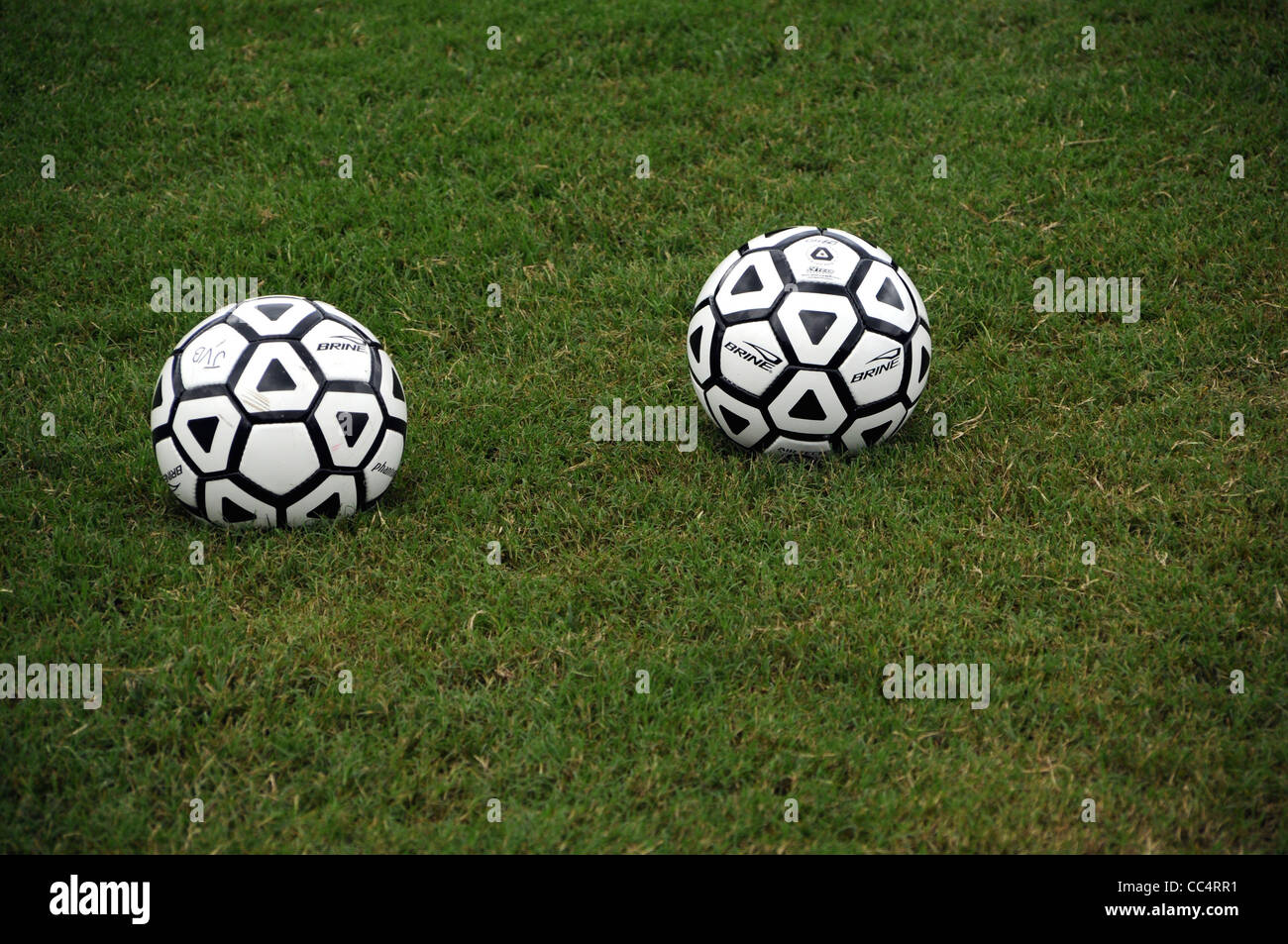 Two soccer balls Stock Photo