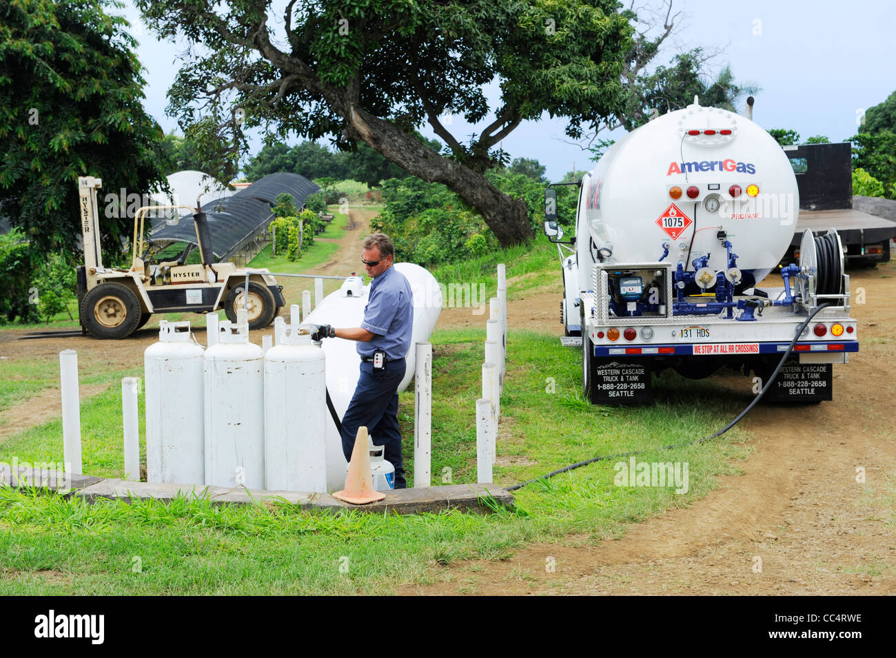 Propane tanks filled and delivered Kona Hawaii Pacific Ocean Stock