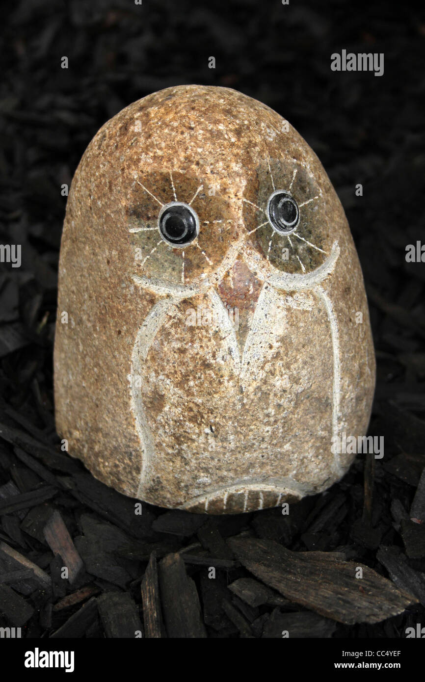 Stone Owl Garden Ornament Stock Photo Alamy