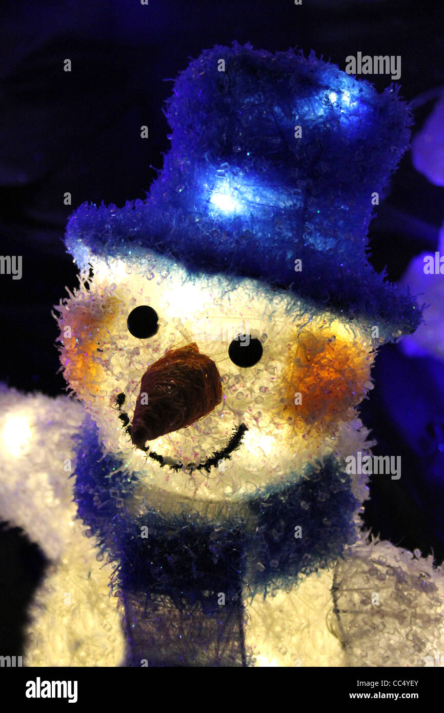 Illuminated Frosty The Snowman Christmas Decoration Stock Photo