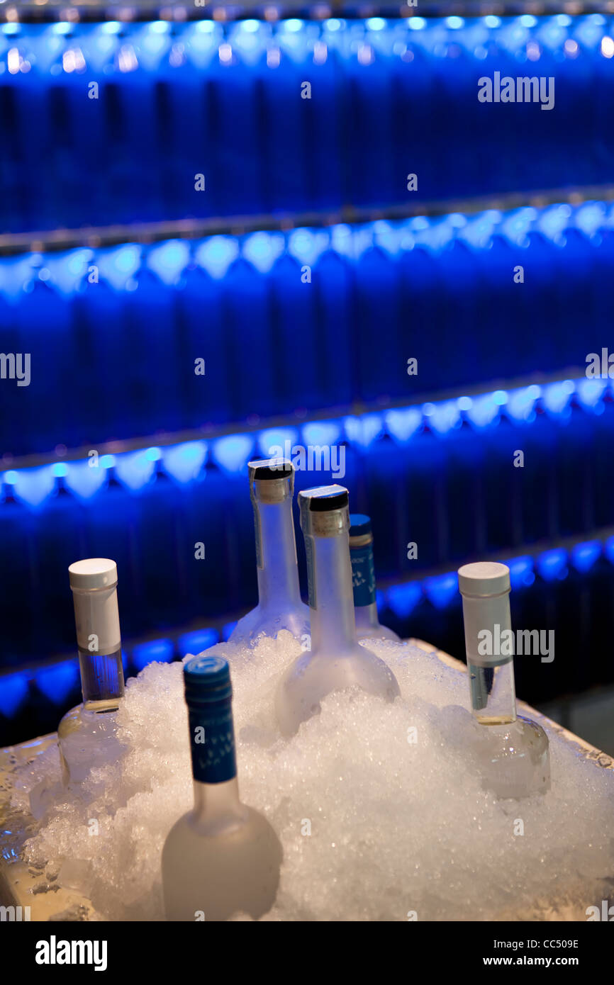 Varied wine refrigerate in ice, Xiu Bar, Yintai Center, Beijing, China Stock Photo Alamy