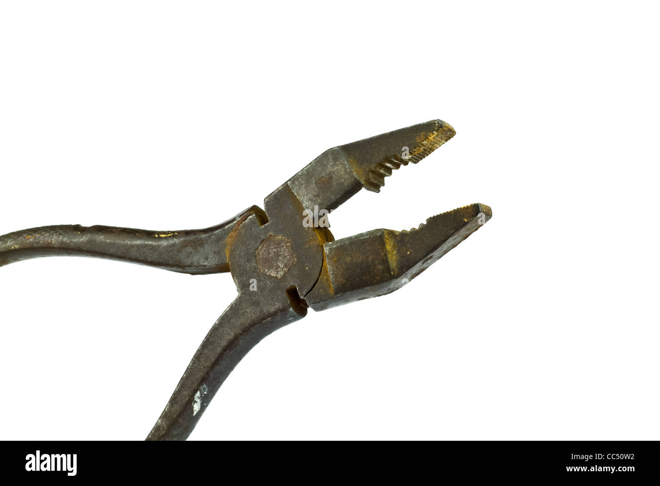 Tools that have past the test of time and still going. Rusty old pliers. Stock Photo
