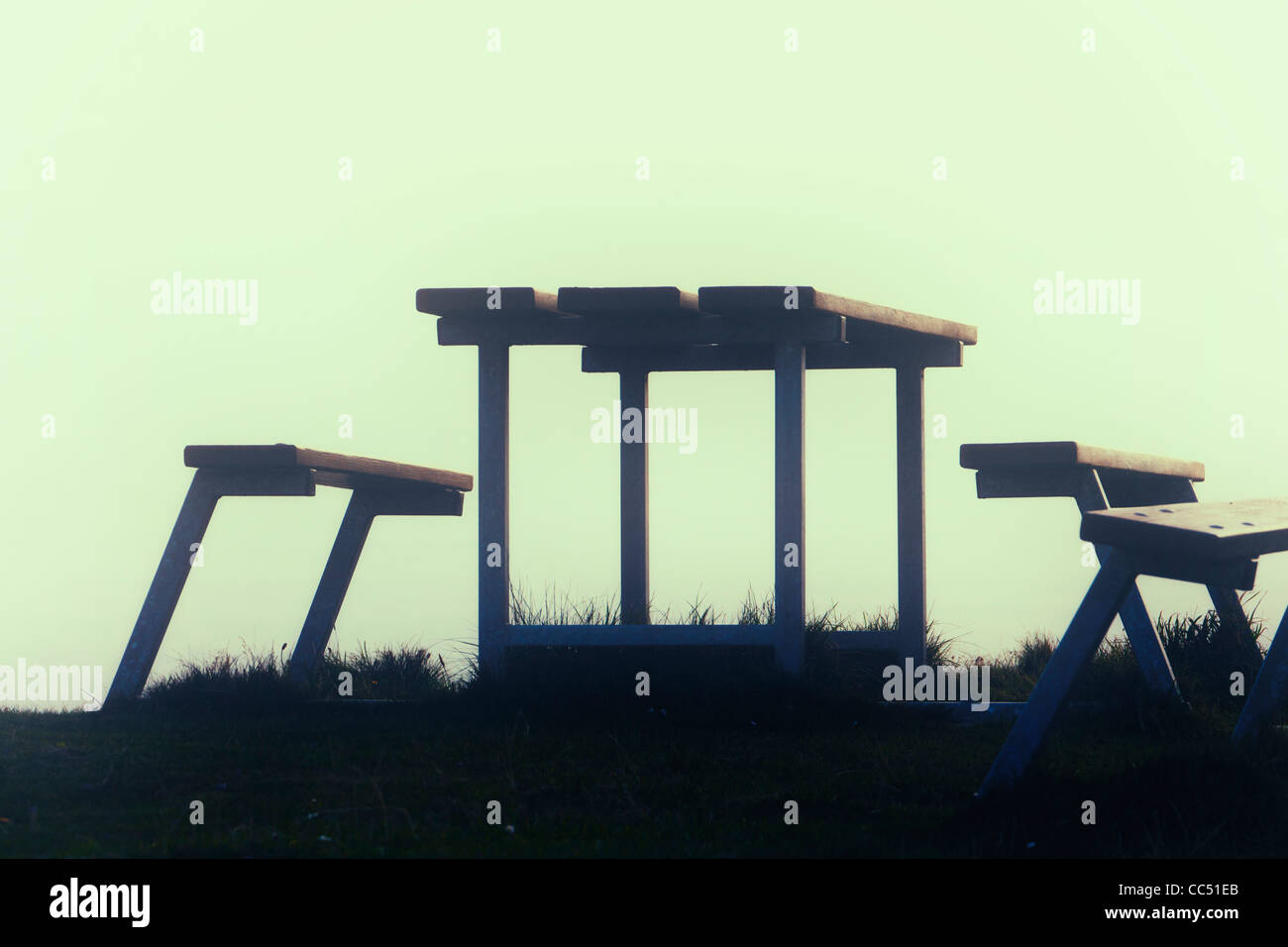 Picnic table and benches on the Sheep's Head Way, County Cork, Republic