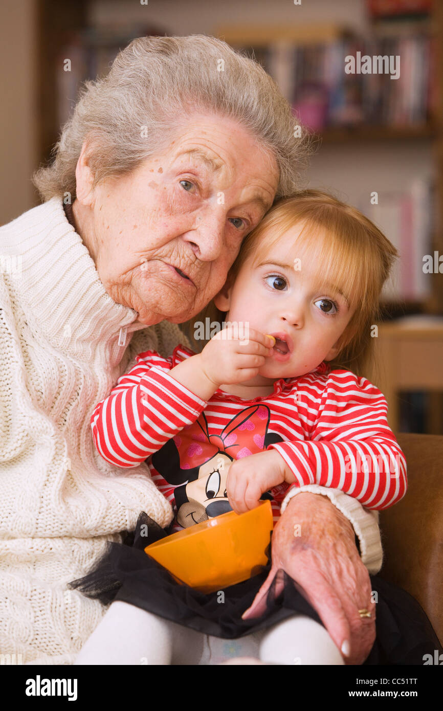 A great grandmother with her great granddaughter Stock Photo Alamy