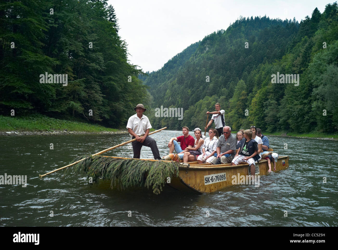 Rafting on the Dunajec river in Pieniny National Park on the Slovak Polish border Stock Photo