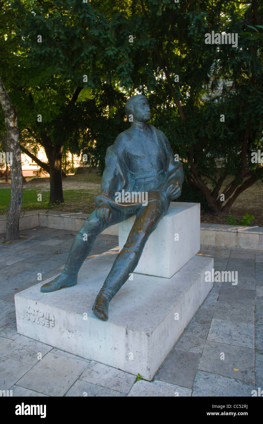 Statue of local playwright and poet Jozsef Katona at Kossuth Lajos ter square Kecskemet Hungary Europe Stock Photo