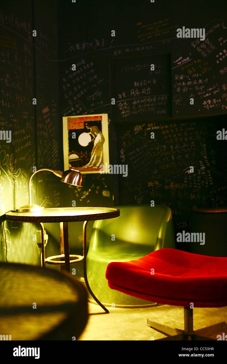 Inside of Waiting for Godot Coffee Bar, Beijing, China Stock Photo