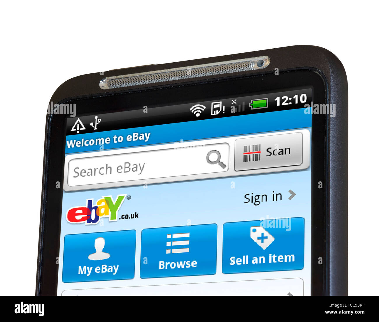 Using the ebay app on an HTC smartphone Stock Photo