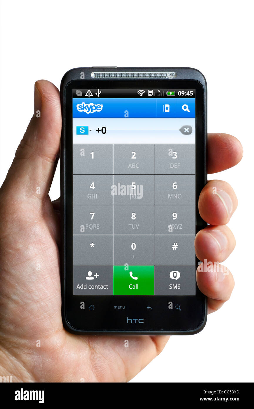 Using Skype on an HTC smartphone Stock Photo
