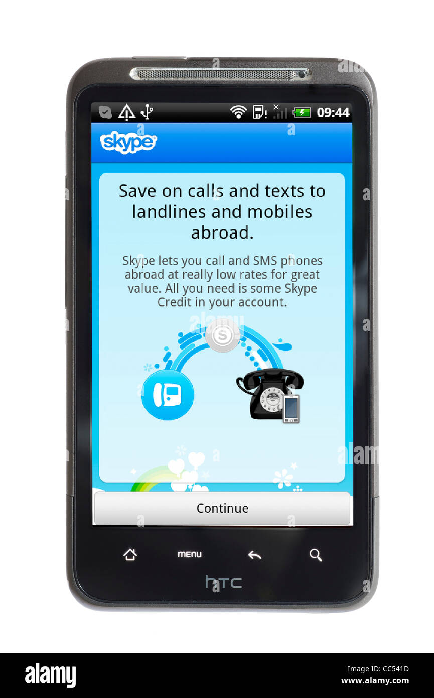 Using Skype on an HTC smartphone Stock Photo