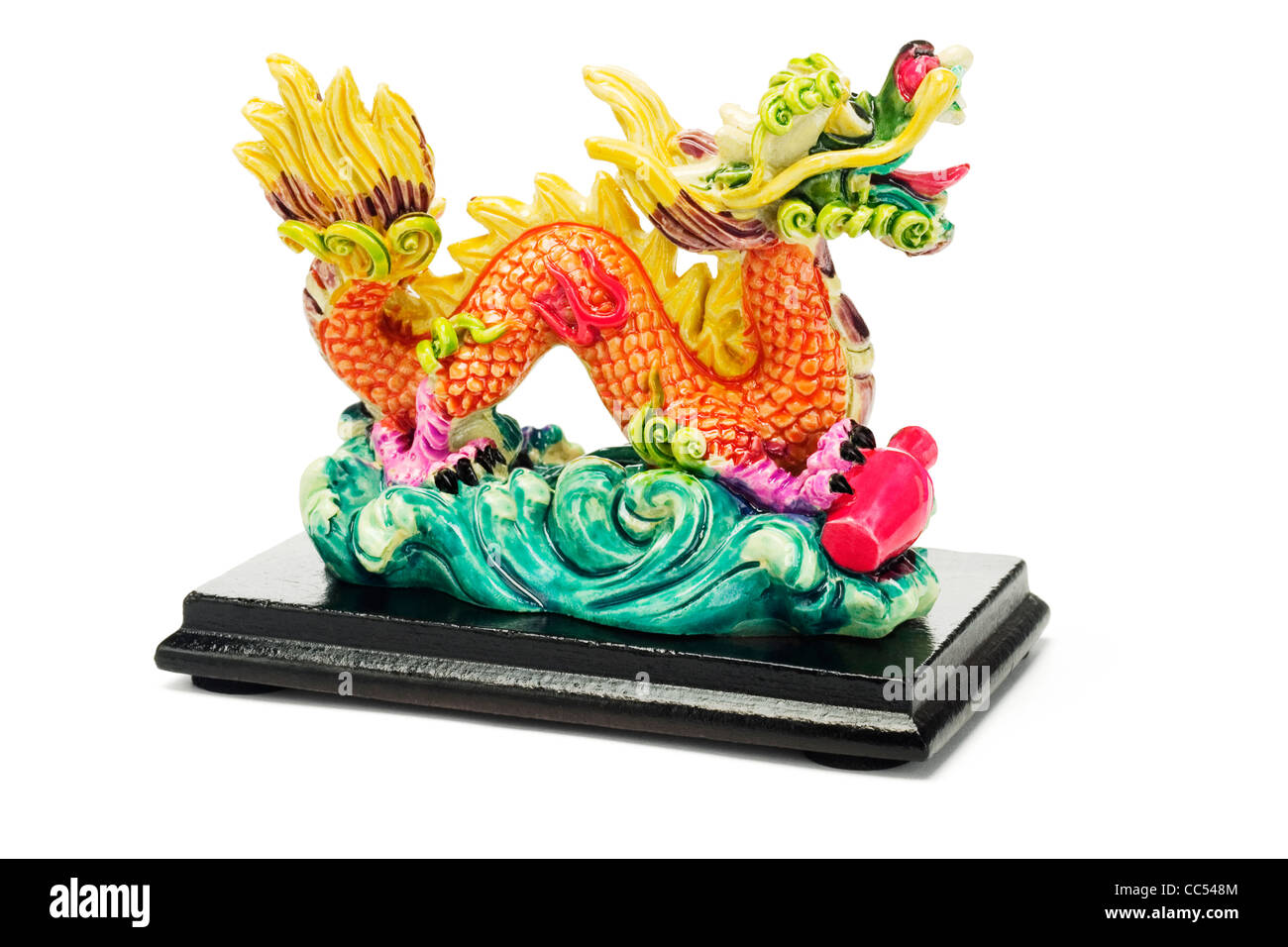 Colorful Oriental Dragon Ornament on white background Stock Photo