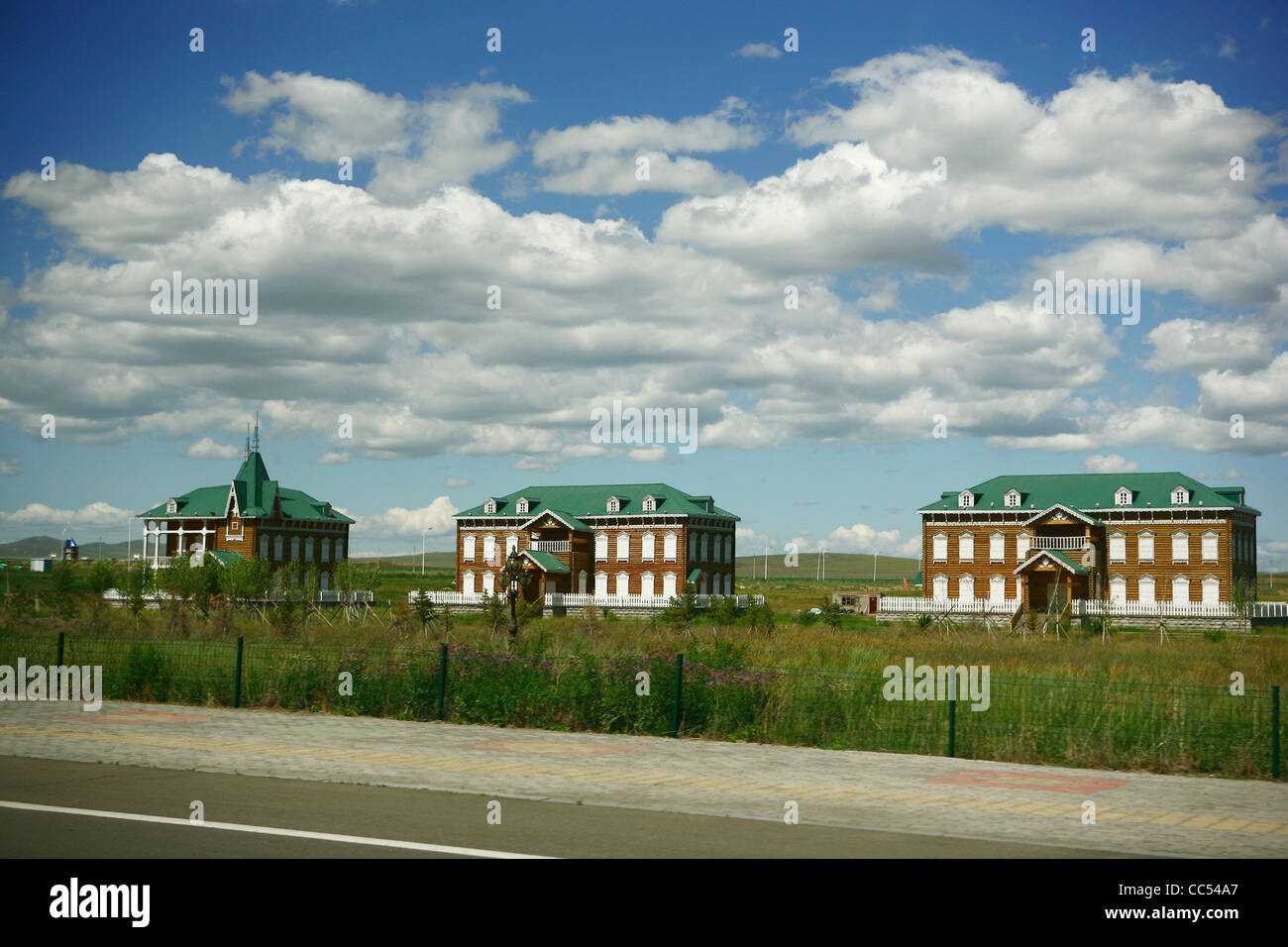 Russian style architecture, Manzhouli, Hulunbuir, Inner Mongolia Autonomous Region, China Stock Photo