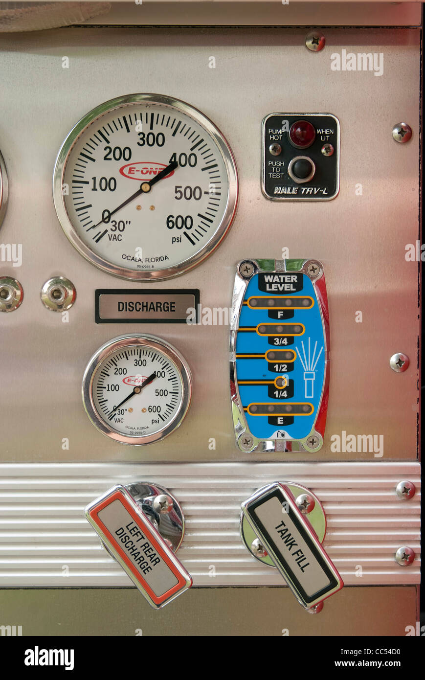 Detail of fire truck gauges Stock Photo - Alamy