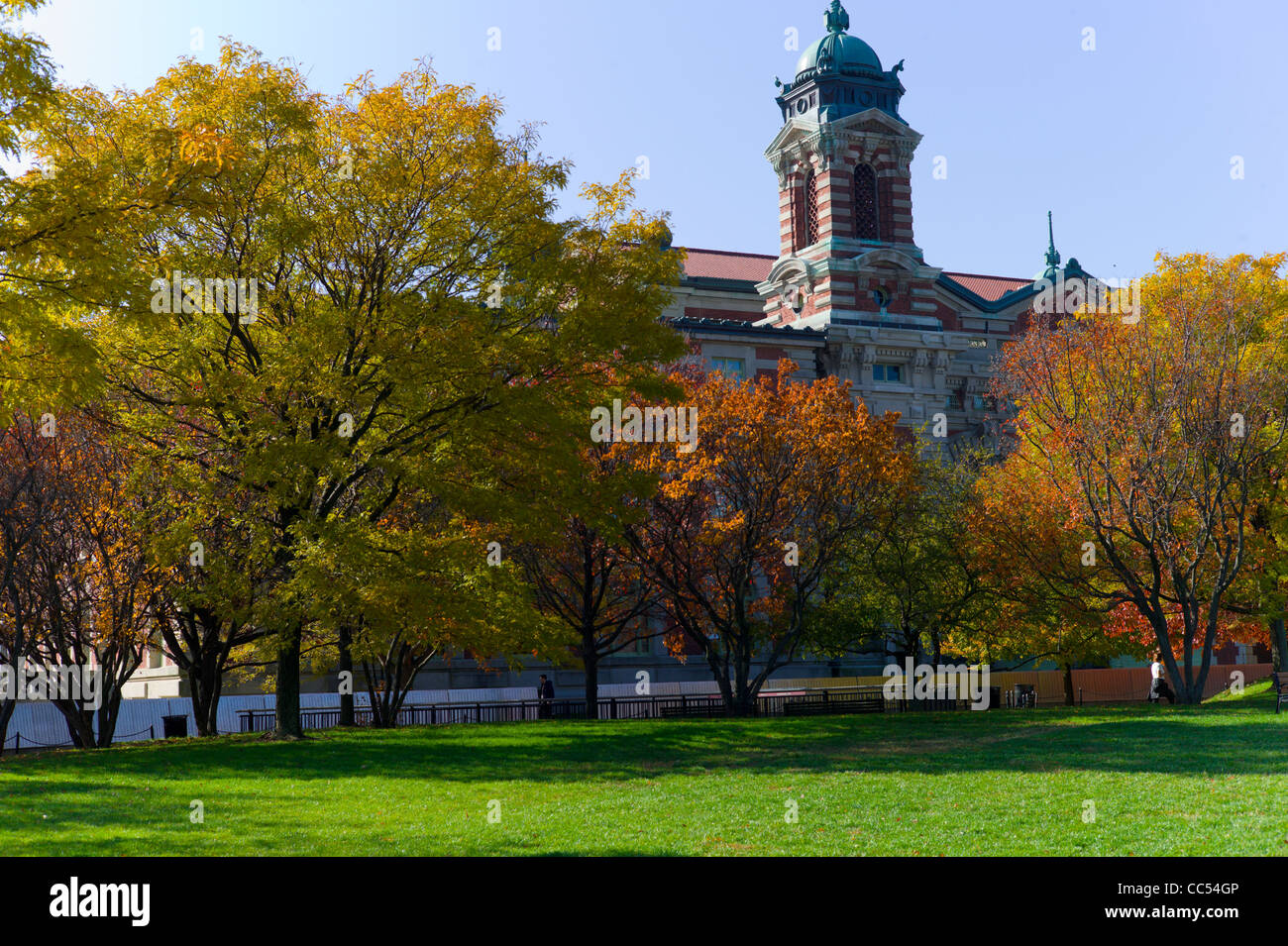 The back of Ellis Island immigration centre Stock Photo