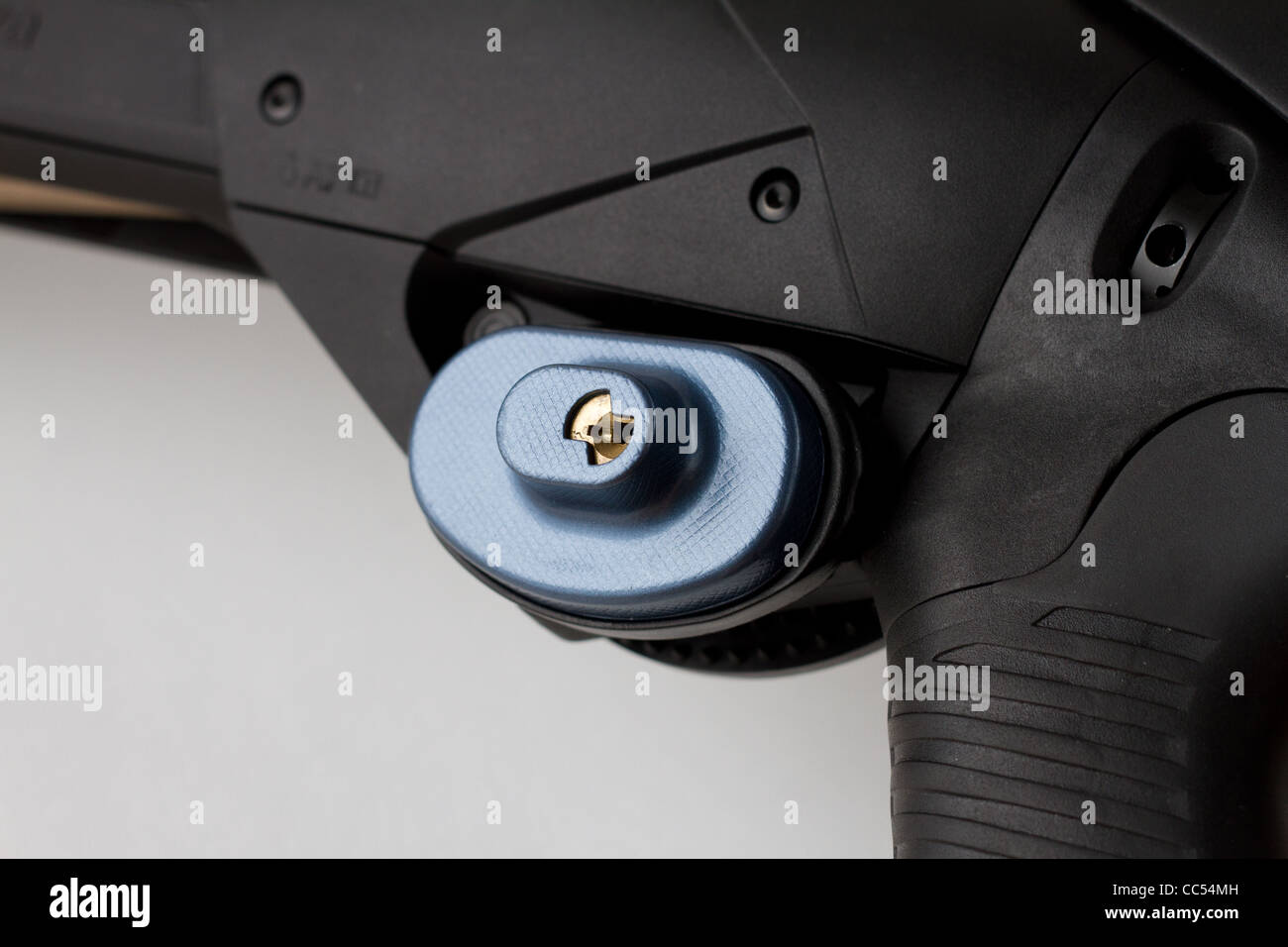 Closeup of shotgun with trigger lock Stock Photo Alamy
