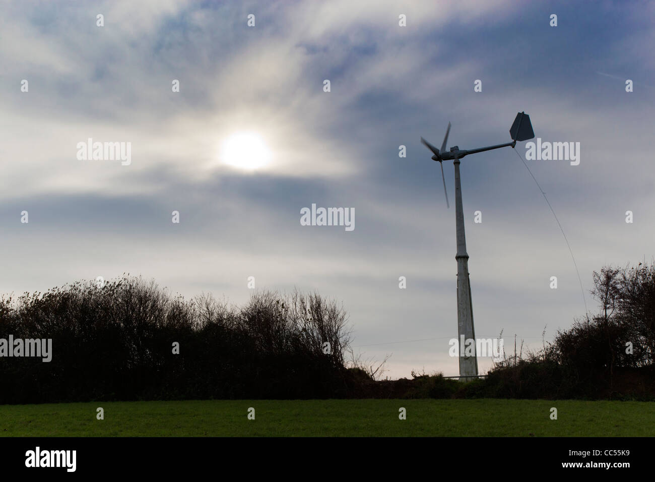 Wind Turbine; farm; Cornwall; UK Stock Photo