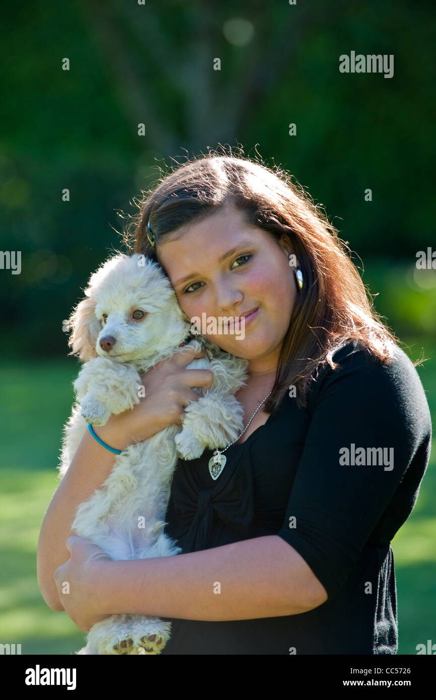 A Caucasian girl portrait in a park Stock Photo - Alamy