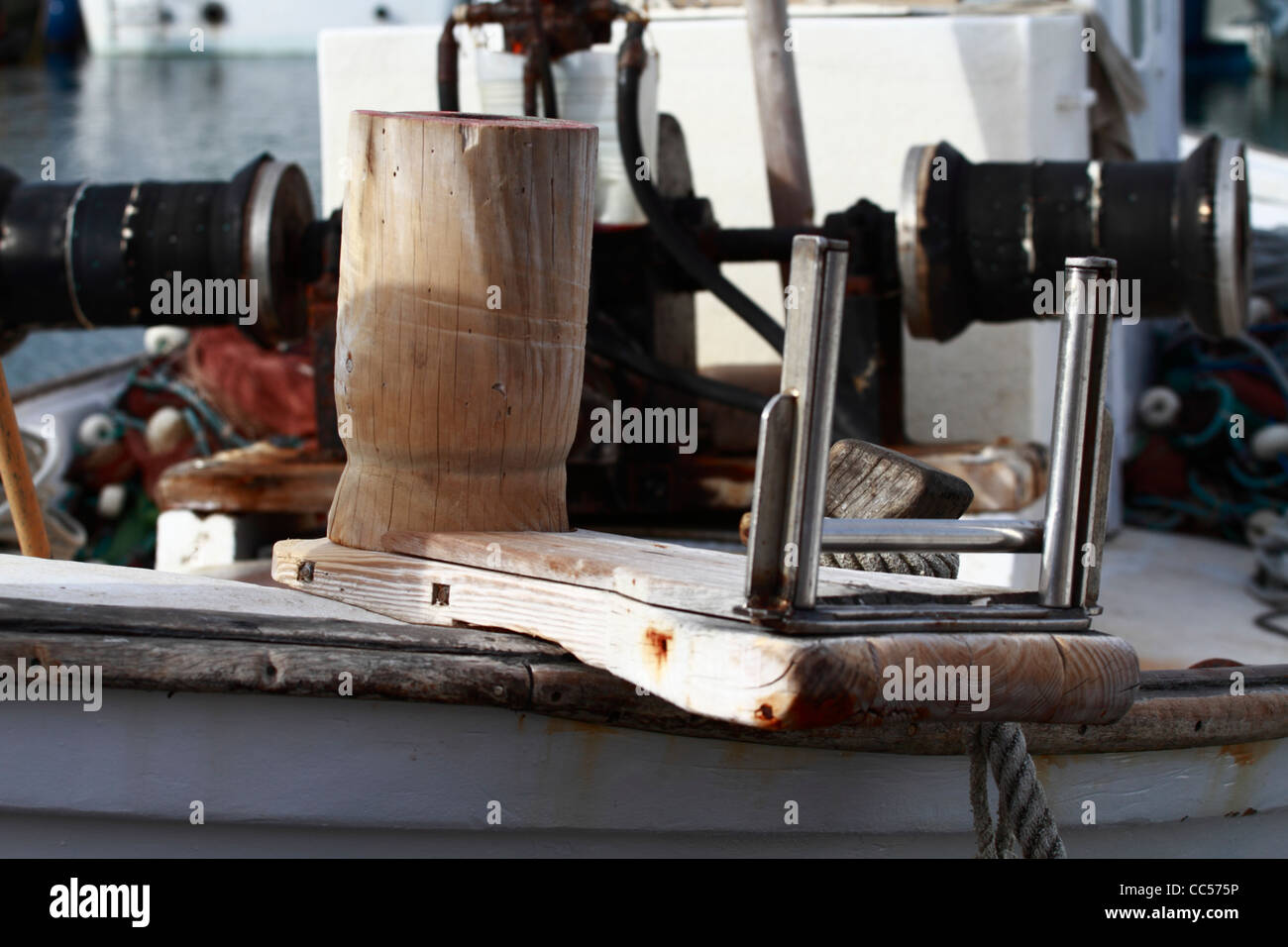 Detail view of a 'Llaut',traditional ibizan fisherman´s boat Stock Photo