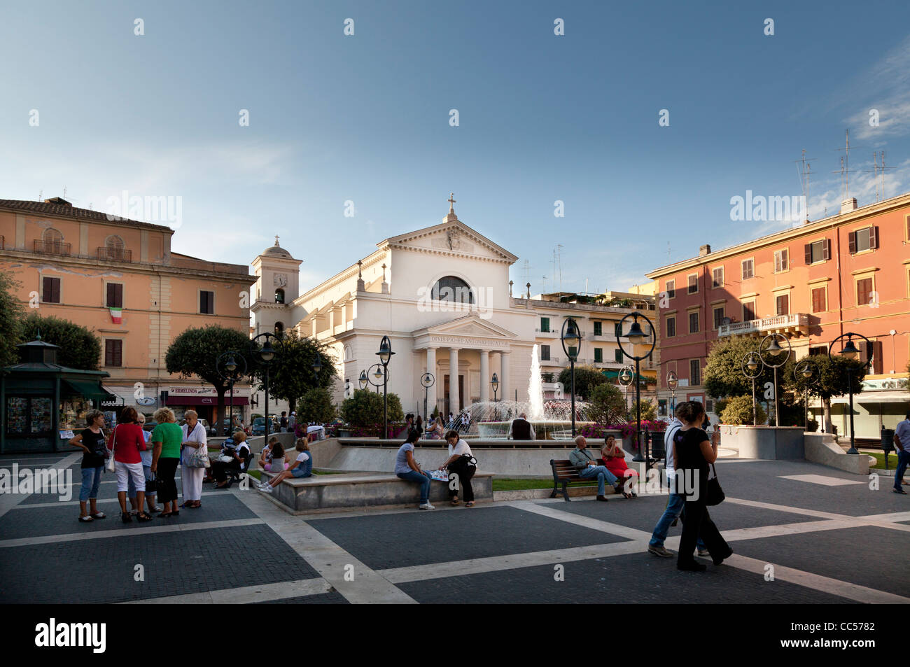 locals gathering in the Piazza Pia in Anzio in the evening Stock Photo