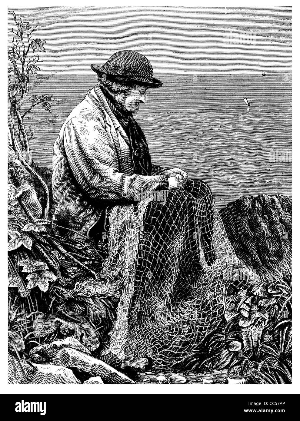 Fisherman drawing hires stock photography and images Alamy