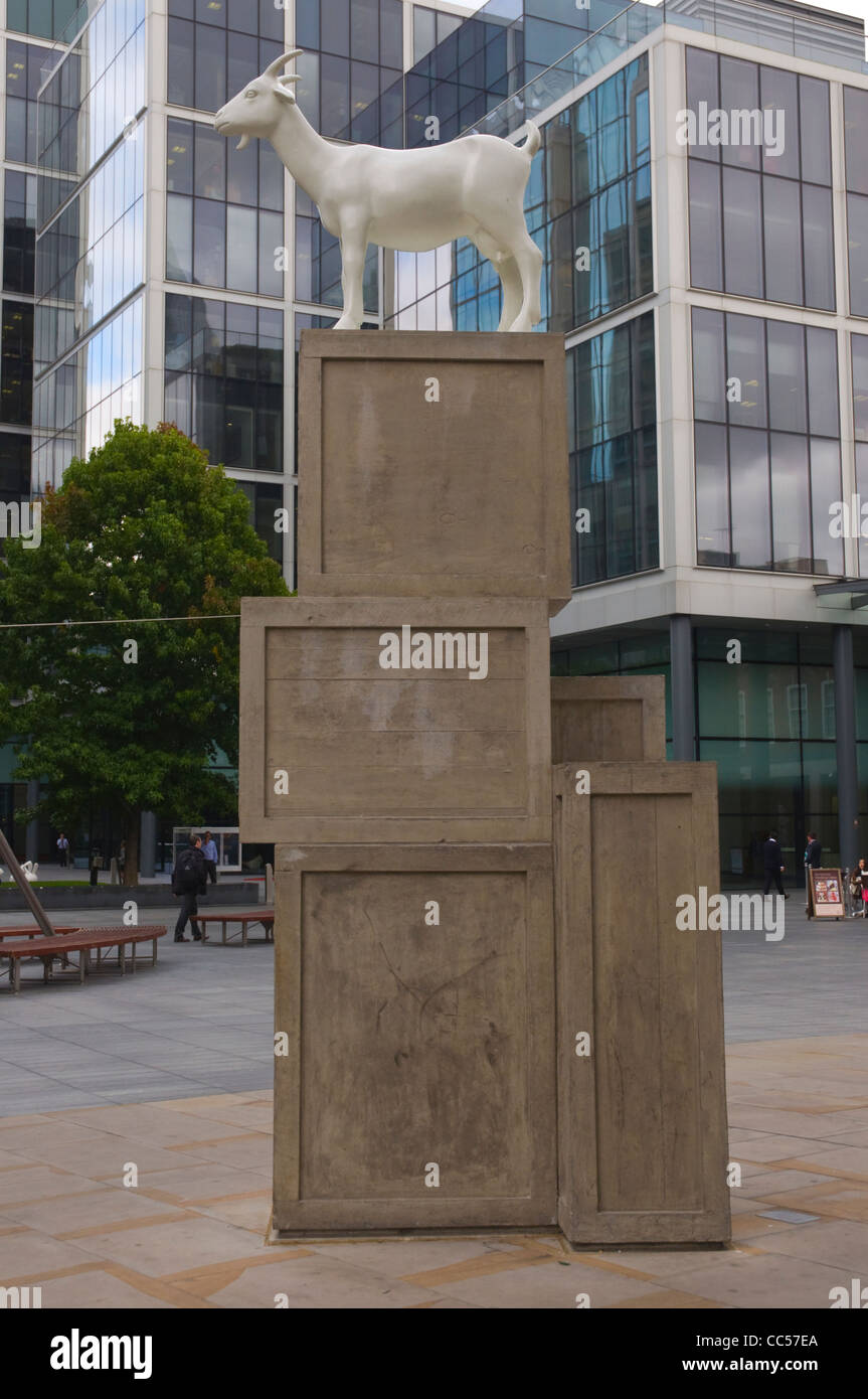 I Goat (2010) by Kenny Hunter at One Bishops Square along Brushfield street Shoreditch east London England UK Europe Stock Photo