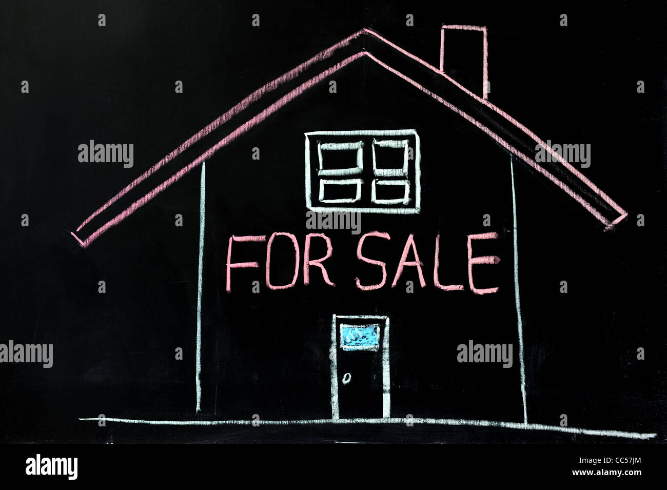 Chalk drawing House for sale Stock Photo Alamy