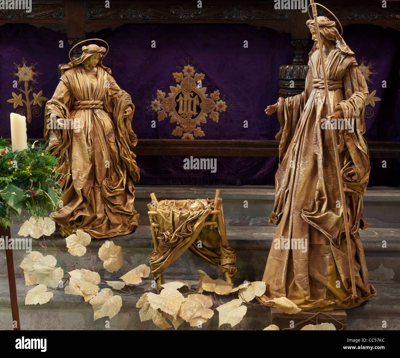 A Nativity scene in Knowle church, West Midlands, England, UK Stock
