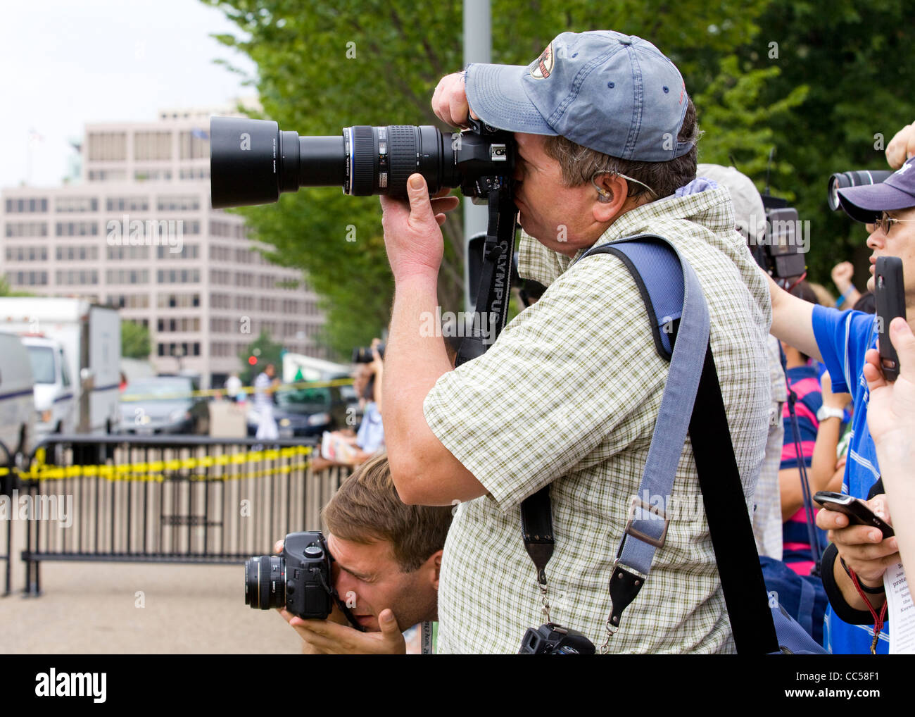 Photographers lined up to take pictures - USA Stock Photo