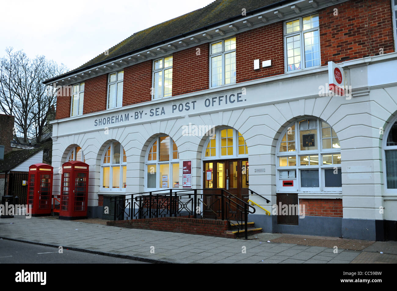 Shoreham-by-Sea Post Office and telephone boxes West Sussex UK in 2012 Stock Photo