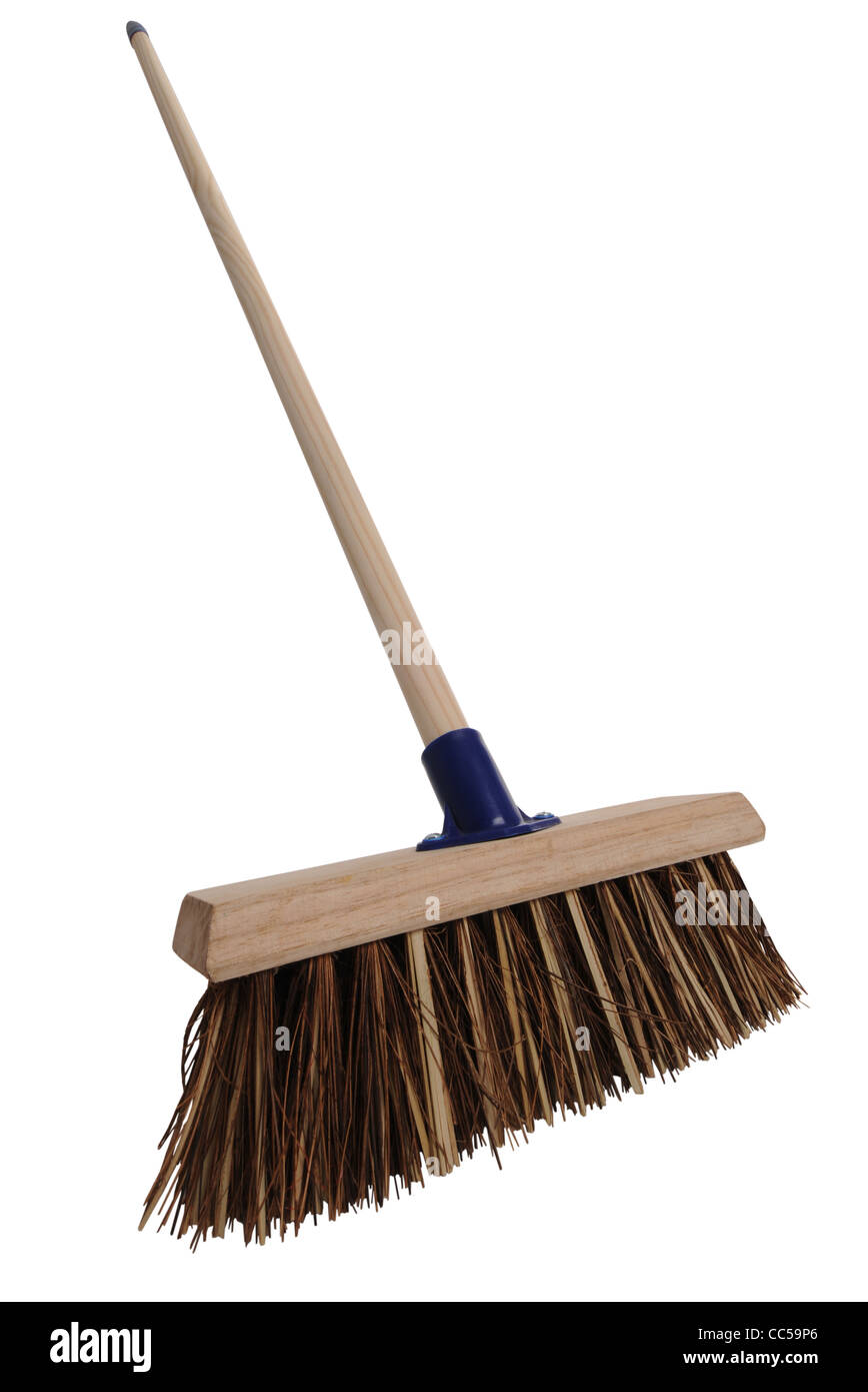 Broom, sweeping brush on white background Stock Photo