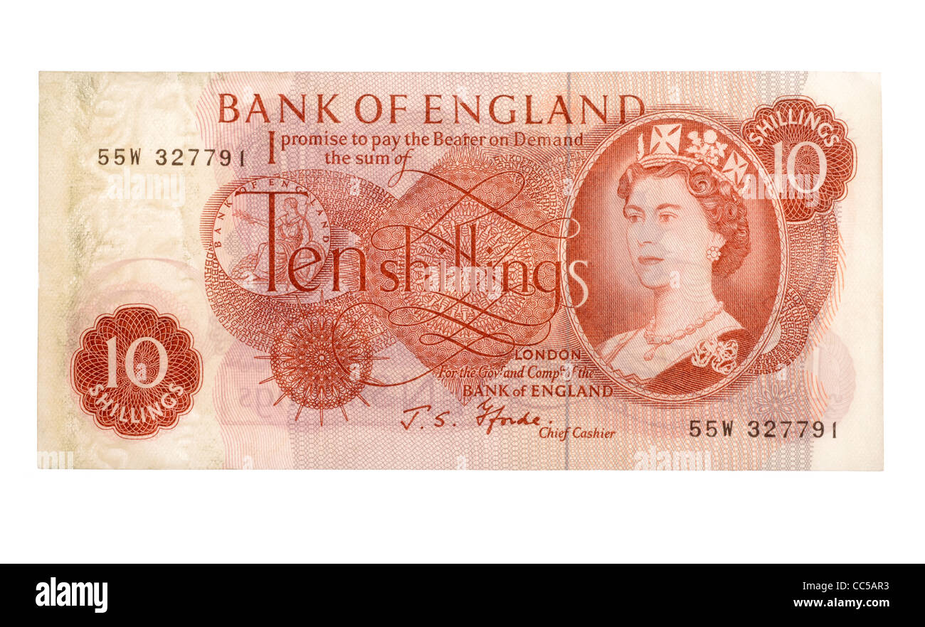 Ten shillings note Stock Photo