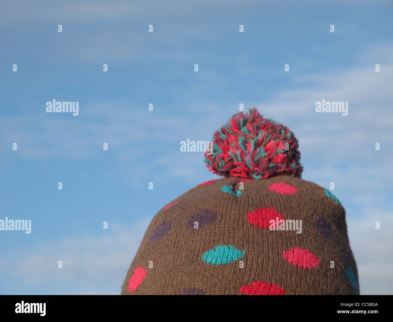 colourful bobble hat