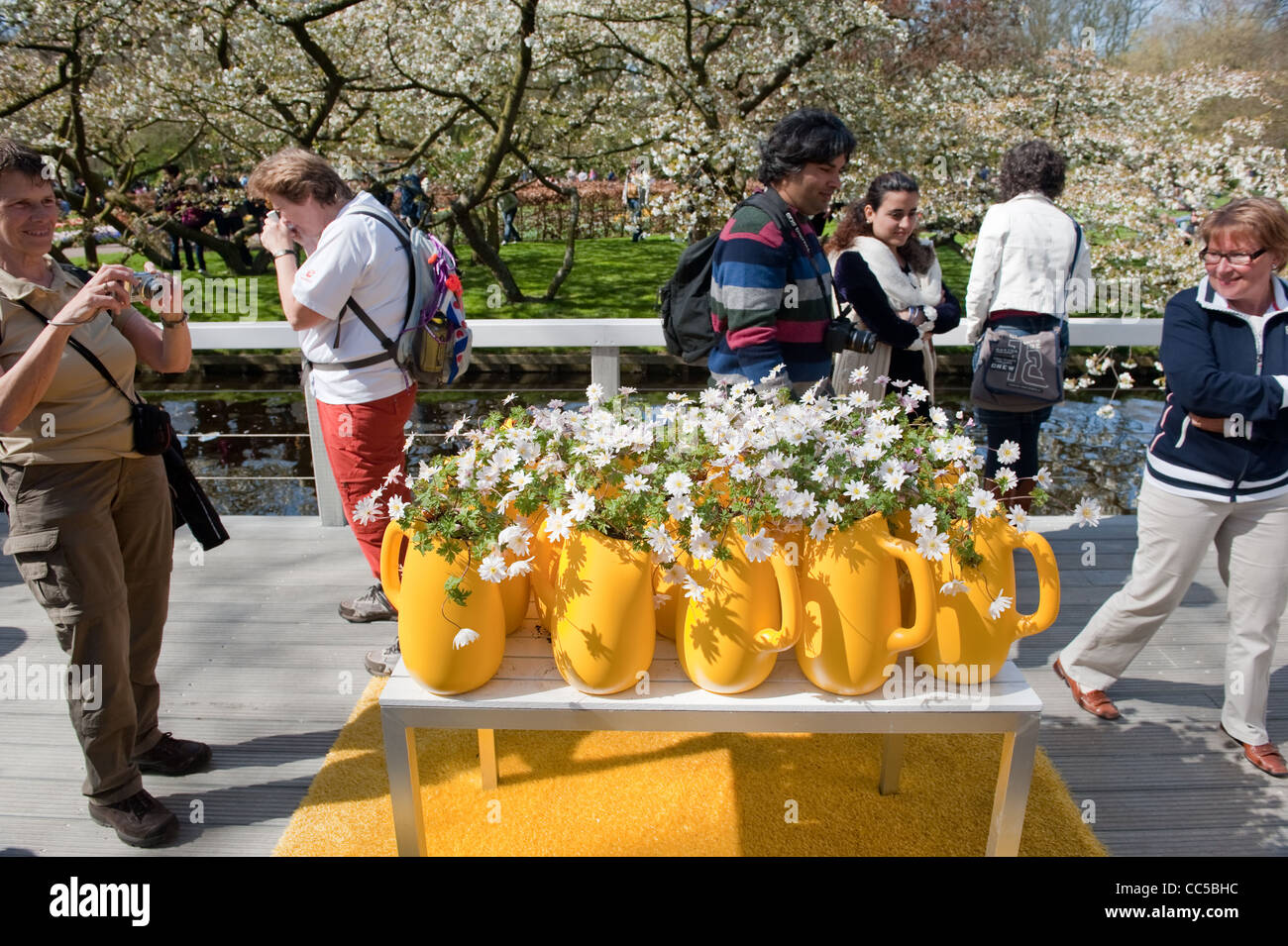 Flowerpots at Keukenhof Gardens Stock Photo