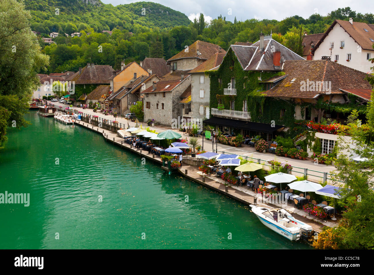 The Canal de Savieres in Chanaz in the Savoie area of the French Alps near to Lac du Bourget south eastern France Stock Photo