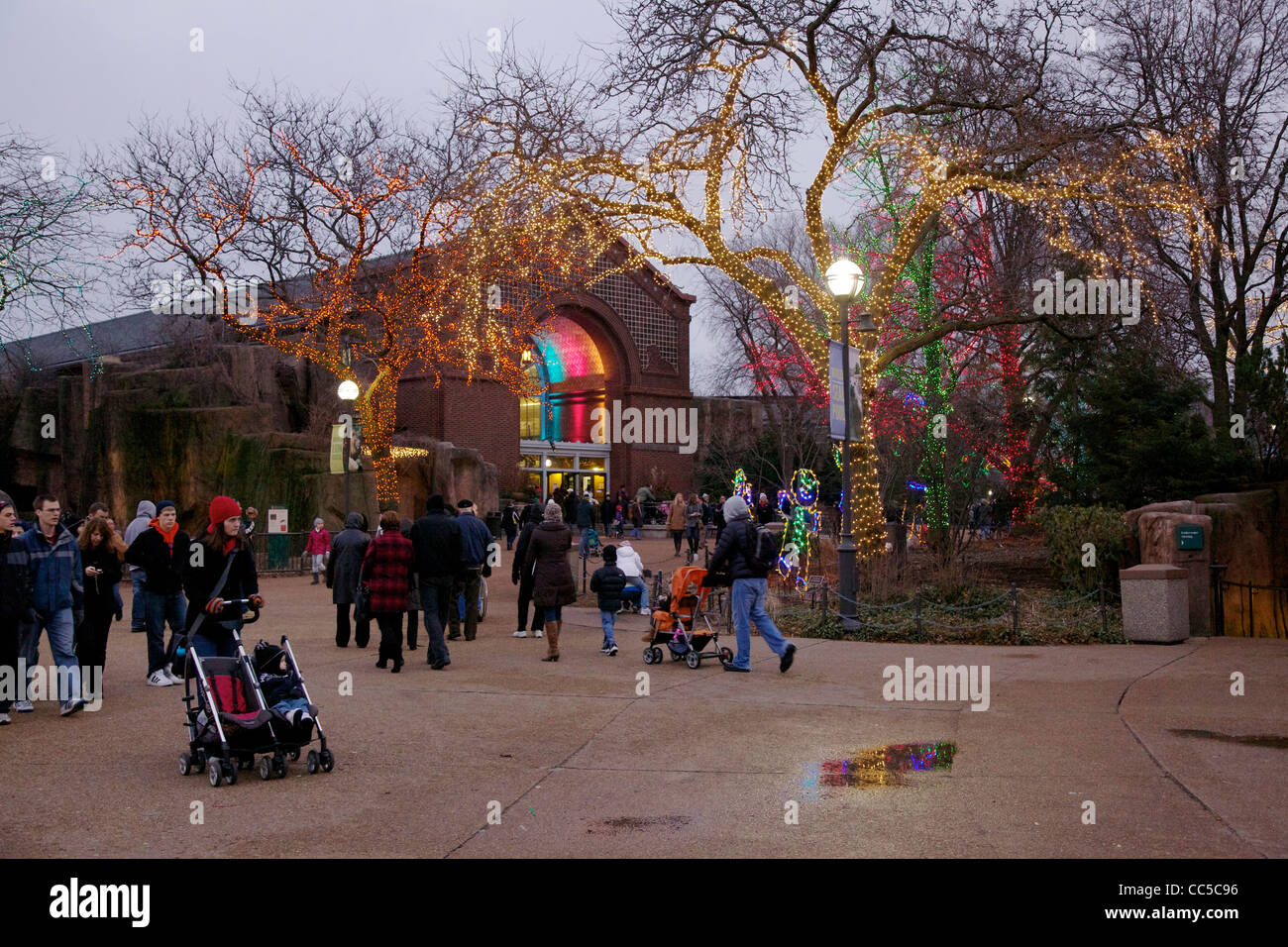 Lincoln Park Christmas Zoo Lights festival. Chicago, Illinois Stock
