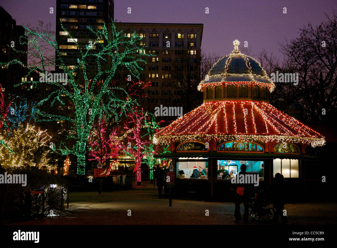Landmark Café́. Lincoln Park Christmas Zoo Lights festival. Chicago