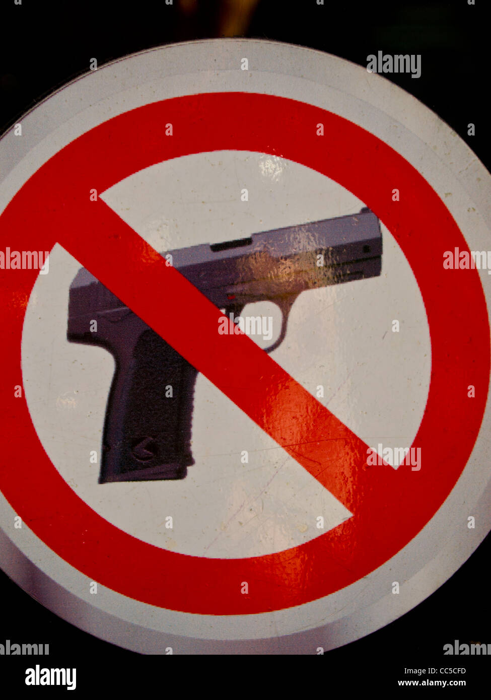 No firearms allowed sign in Santa Rosa De Copan in Honduras Stock Photo