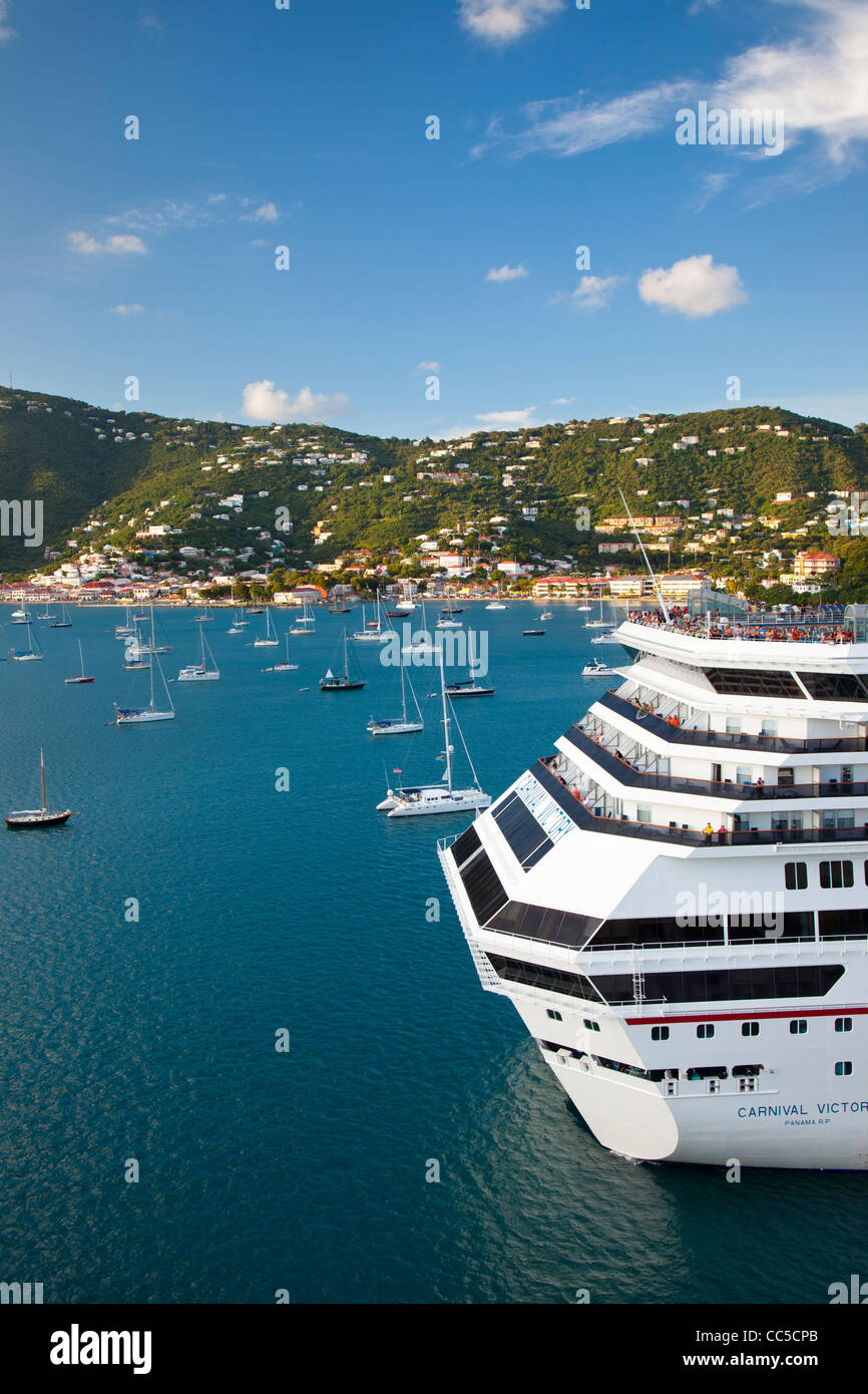 Cruise ship Carnival Victory leaving port in Charlotte Amalie, St Thomas, US Virgin Islands Stock Photo