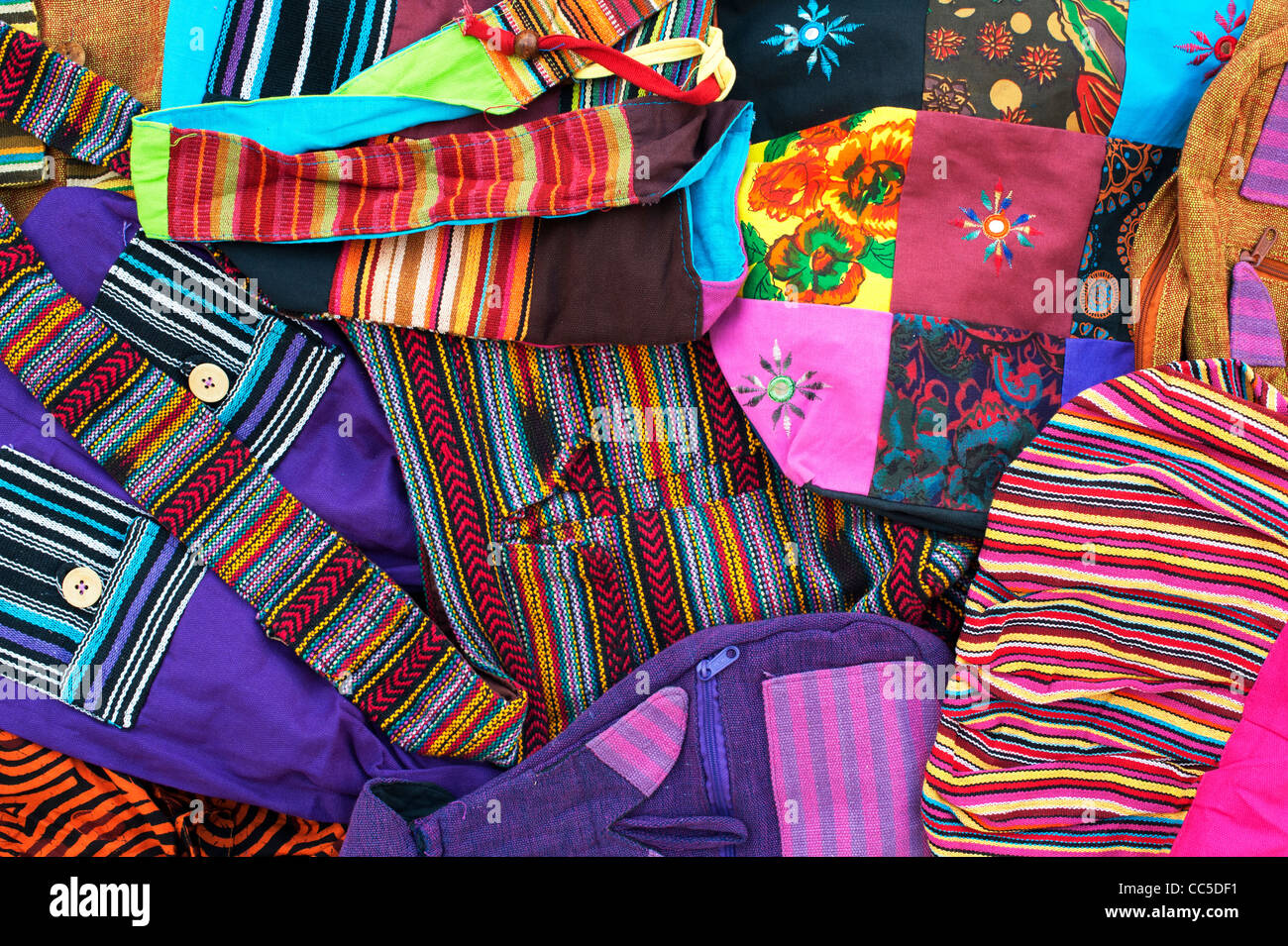 Multicoloured Indian bags pattern Stock Photo