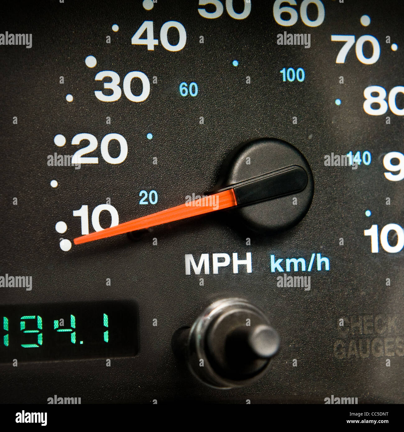 Odometer on the dashboard of an automobile Stock Photo